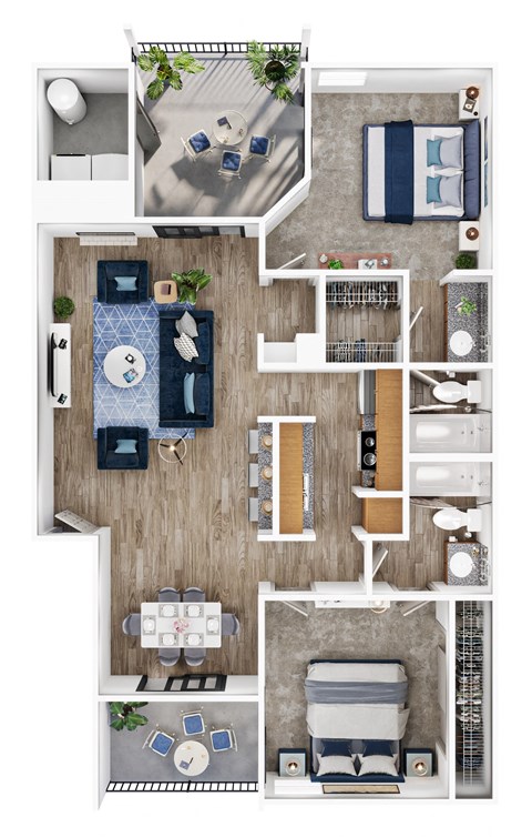 a 2 bedroom floor plan of a house with a swimming pool